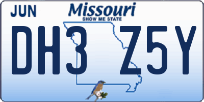 MO license plate DH3Z5Y