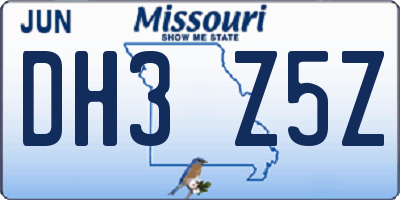 MO license plate DH3Z5Z