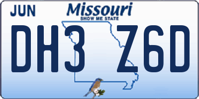 MO license plate DH3Z6D