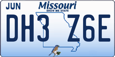 MO license plate DH3Z6E