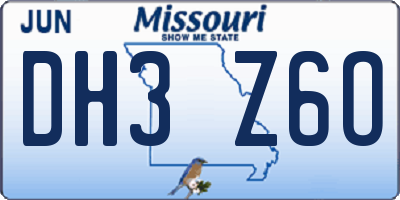 MO license plate DH3Z6O