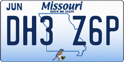 MO license plate DH3Z6P