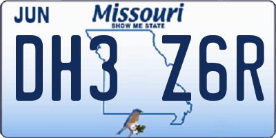 MO license plate DH3Z6R