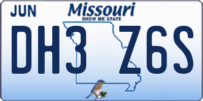 MO license plate DH3Z6S