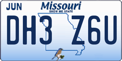 MO license plate DH3Z6U