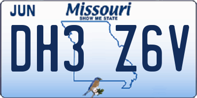 MO license plate DH3Z6V