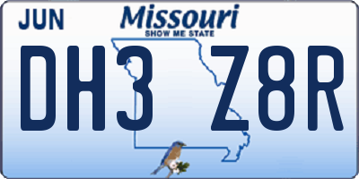 MO license plate DH3Z8R
