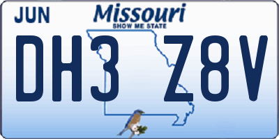 MO license plate DH3Z8V