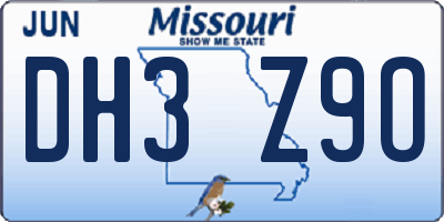 MO license plate DH3Z9O