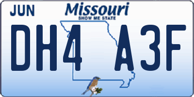 MO license plate DH4A3F