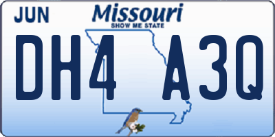 MO license plate DH4A3Q