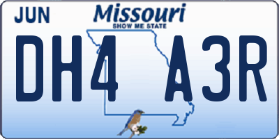MO license plate DH4A3R