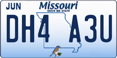 MO license plate DH4A3U
