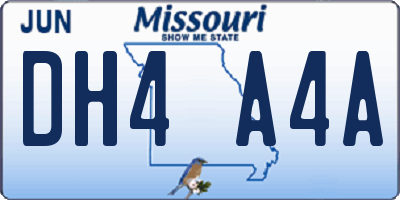 MO license plate DH4A4A