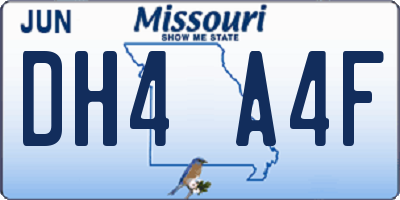 MO license plate DH4A4F
