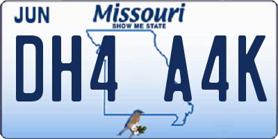MO license plate DH4A4K