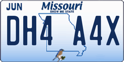 MO license plate DH4A4X