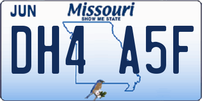 MO license plate DH4A5F