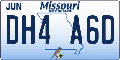 MO license plate DH4A6D