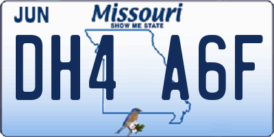 MO license plate DH4A6F