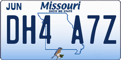 MO license plate DH4A7Z