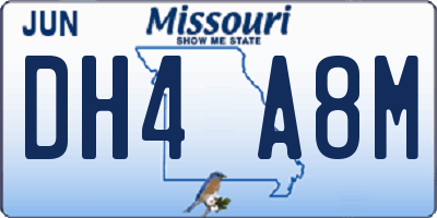 MO license plate DH4A8M