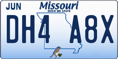 MO license plate DH4A8X