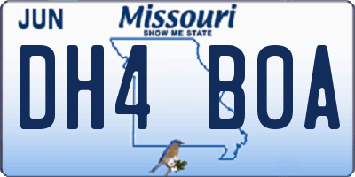 MO license plate DH4B0A