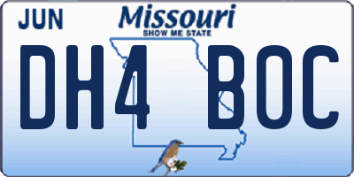 MO license plate DH4B0C