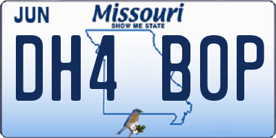 MO license plate DH4B0P