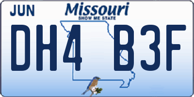 MO license plate DH4B3F
