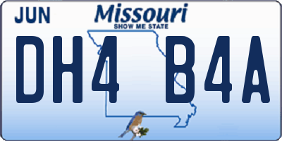 MO license plate DH4B4A