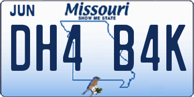 MO license plate DH4B4K