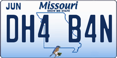 MO license plate DH4B4N