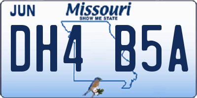 MO license plate DH4B5A