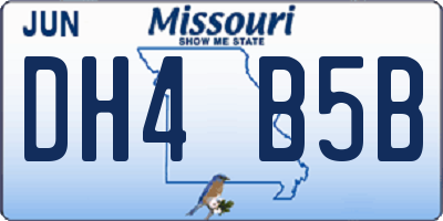 MO license plate DH4B5B