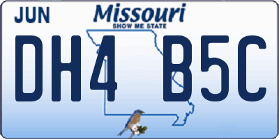 MO license plate DH4B5C