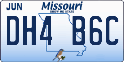 MO license plate DH4B6C
