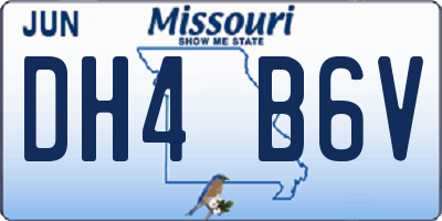 MO license plate DH4B6V