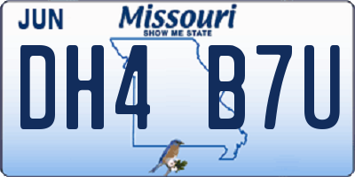 MO license plate DH4B7U