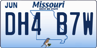 MO license plate DH4B7W