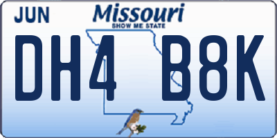 MO license plate DH4B8K