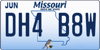 MO license plate DH4B8W