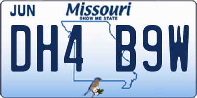 MO license plate DH4B9W