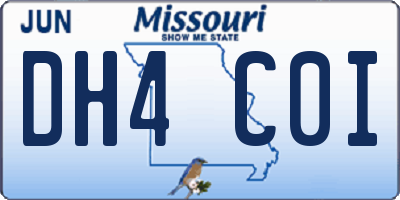 MO license plate DH4C0I