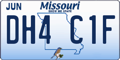 MO license plate DH4C1F