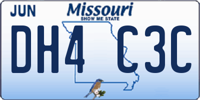 MO license plate DH4C3C
