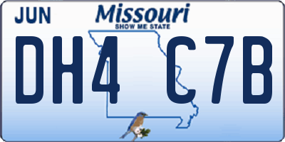 MO license plate DH4C7B