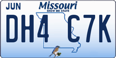 MO license plate DH4C7K