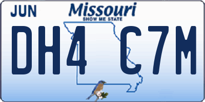 MO license plate DH4C7M